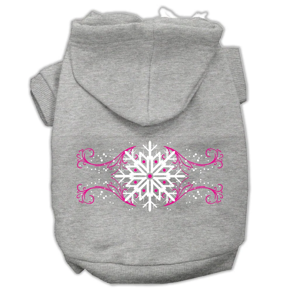 Christmas Pet Hoodie Screen Printed, "Pink Snowflake Swirls" - Image 5