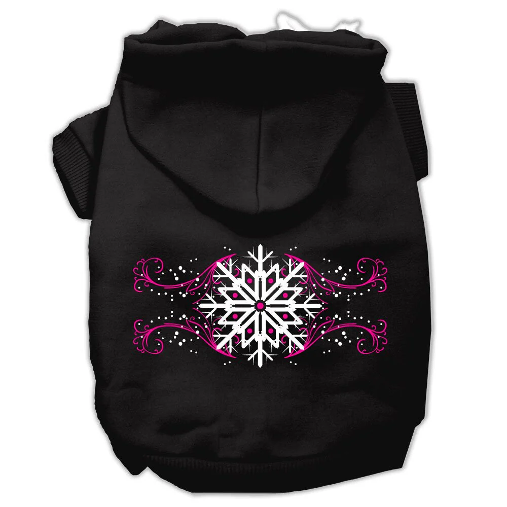 Christmas Pet Hoodie Screen Printed, "Pink Snowflake Swirls" - Image 6