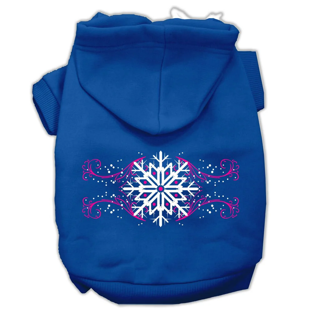 Christmas Pet Hoodie Screen Printed, "Pink Snowflake Swirls" - Image 7