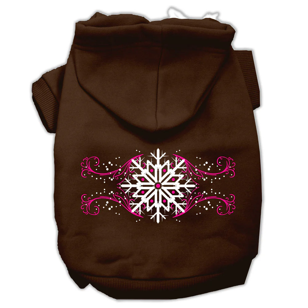 Christmas Pet Hoodie Screen Printed, "Pink Snowflake Swirls" - Image 8