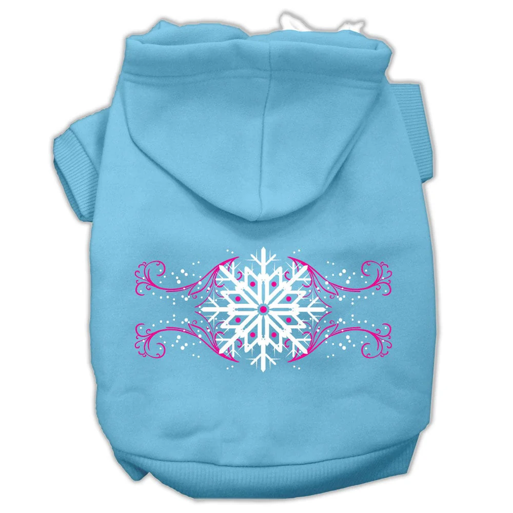 Christmas Pet Hoodie Screen Printed, "Pink Snowflake Swirls" - Image 9