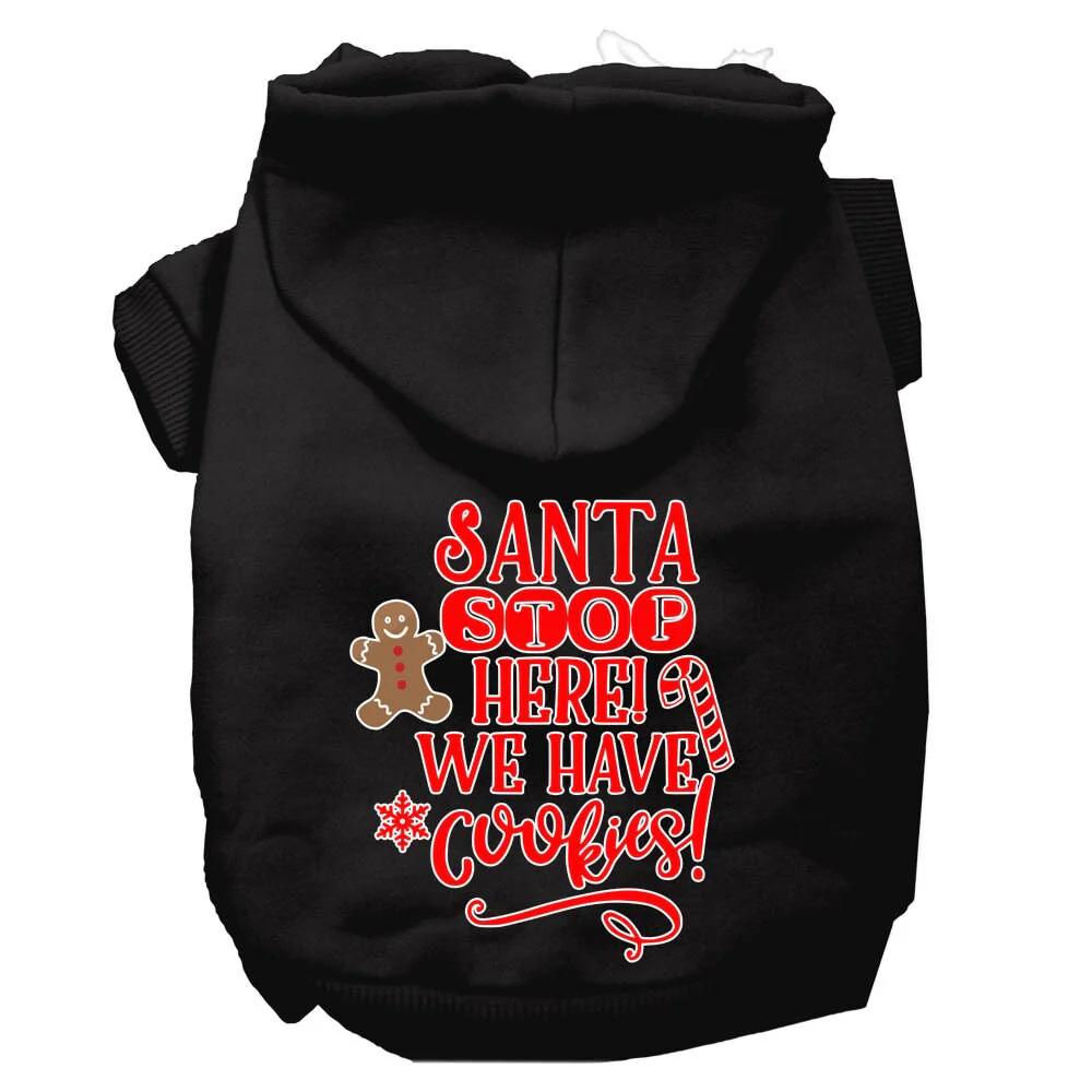 Christmas Pet Hoodie Screen Printed, "Santa Stop Here, We Have Cookies" - Image 3