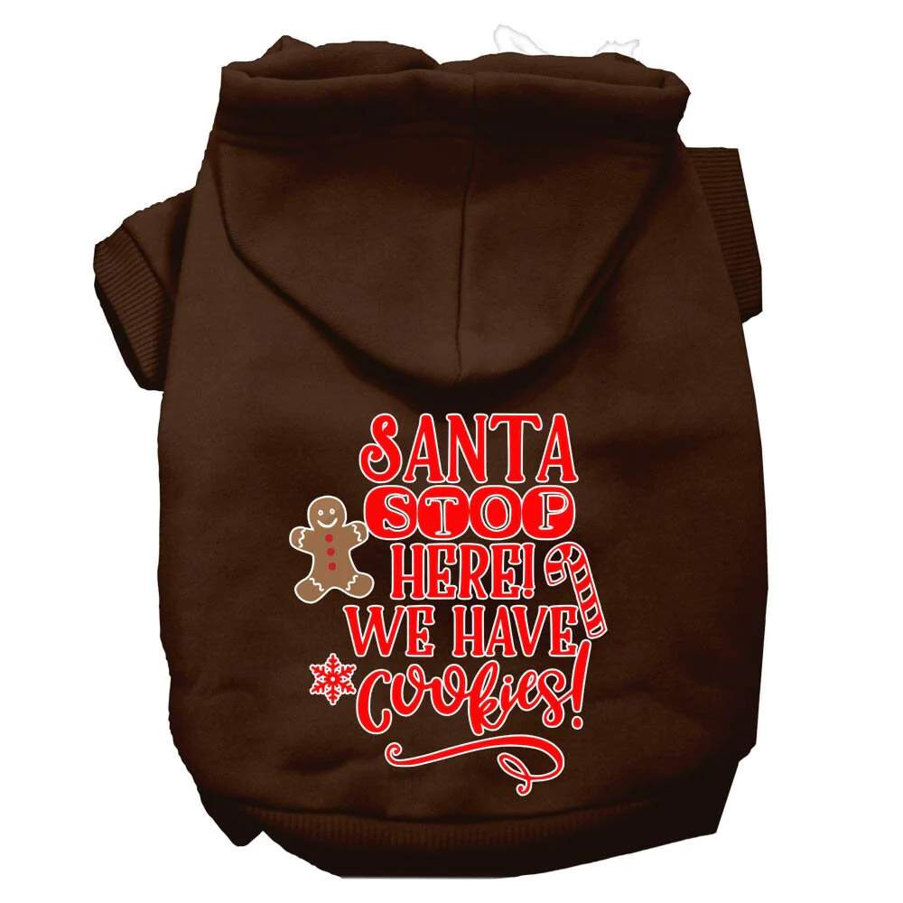 Christmas Pet Hoodie Screen Printed, "Santa Stop Here, We Have Cookies" - Image 4