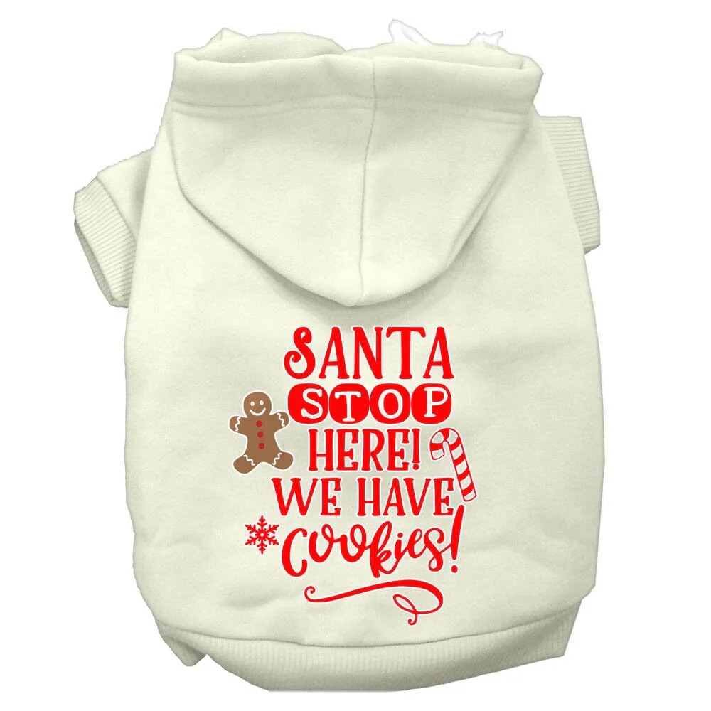 Christmas Pet Hoodie Screen Printed, "Santa Stop Here, We Have Cookies" - Image 5