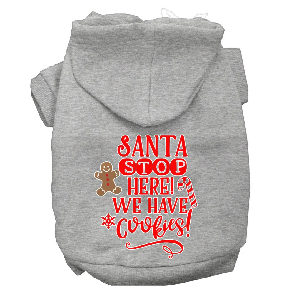 Christmas Pet Hoodie Screen Printed, "Santa Stop Here, We Have Cookies" - Image 6
