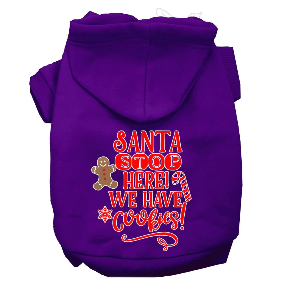 Christmas Pet Hoodie Screen Printed, "Santa Stop Here, We Have Cookies" - Image 9