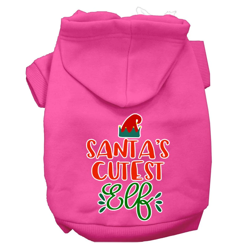 Christmas Pet Hoodie Screen Printed, "Santa's Cutest Elf" - Image 10