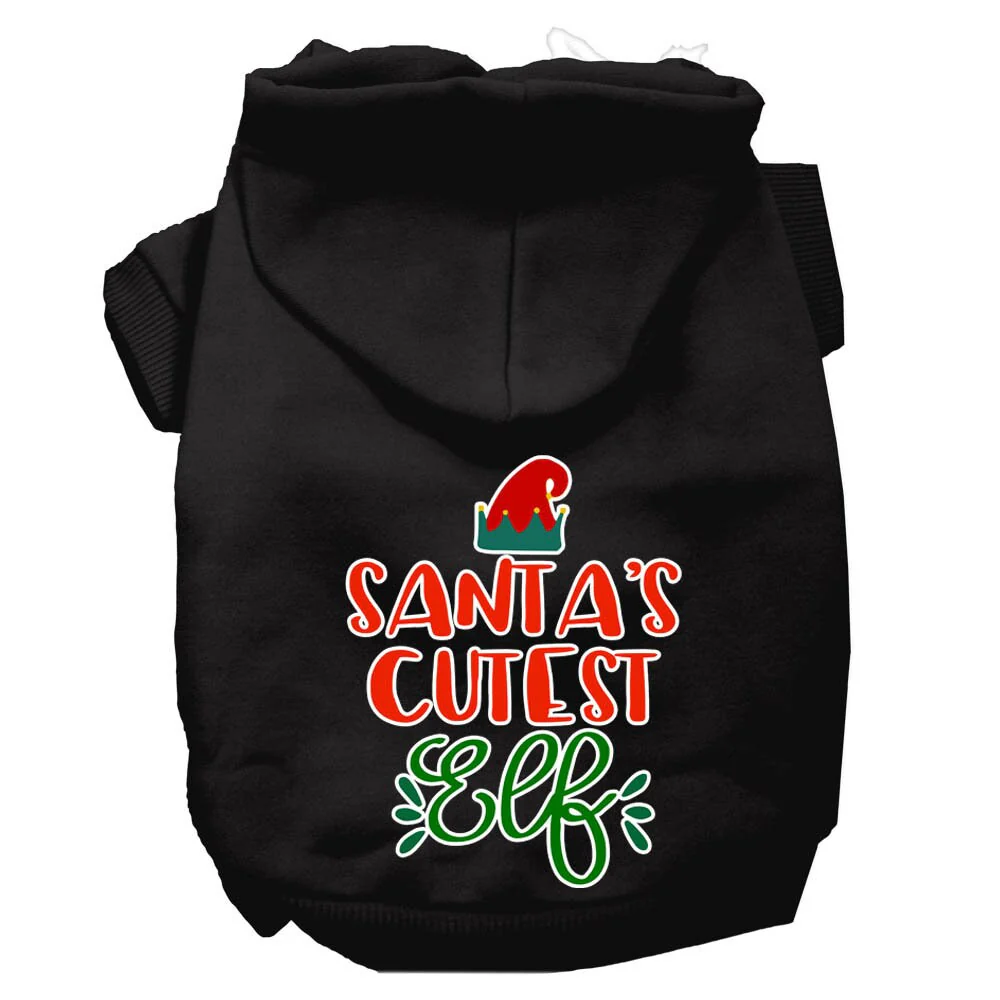 Christmas Pet Hoodie Screen Printed, "Santa's Cutest Elf" - Image 3
