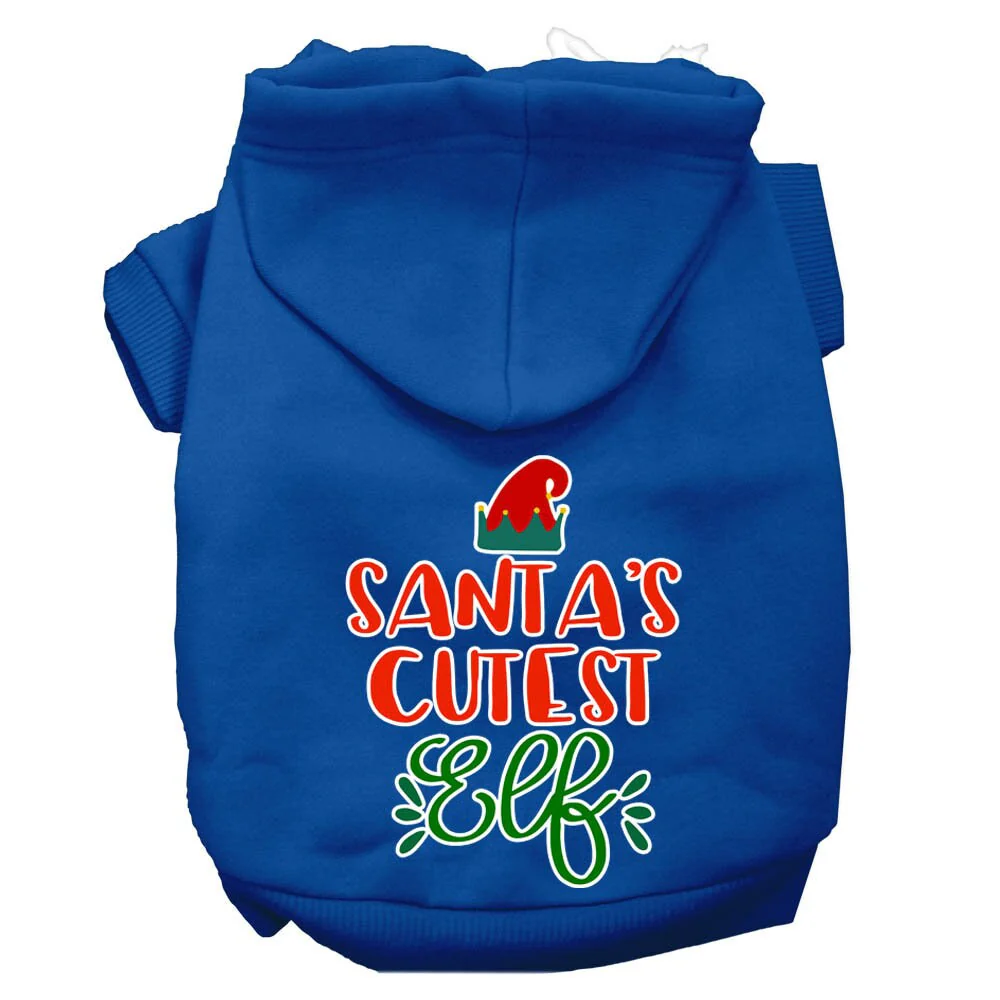 Christmas Pet Hoodie Screen Printed, "Santa's Cutest Elf" - Image 4