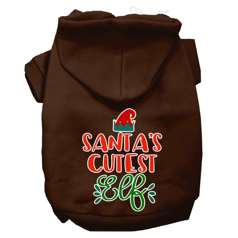 Christmas Pet Hoodie Screen Printed, "Santa's Cutest Elf" - Image 5