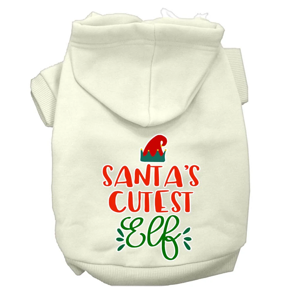 Christmas Pet Hoodie Screen Printed, "Santa's Cutest Elf" - Image 6
