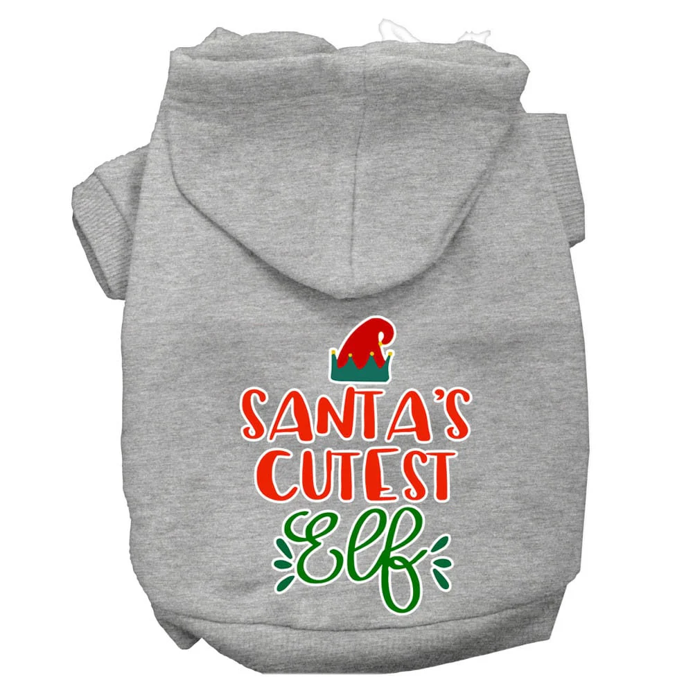 Christmas Pet Hoodie Screen Printed, "Santa's Cutest Elf" - Image 7