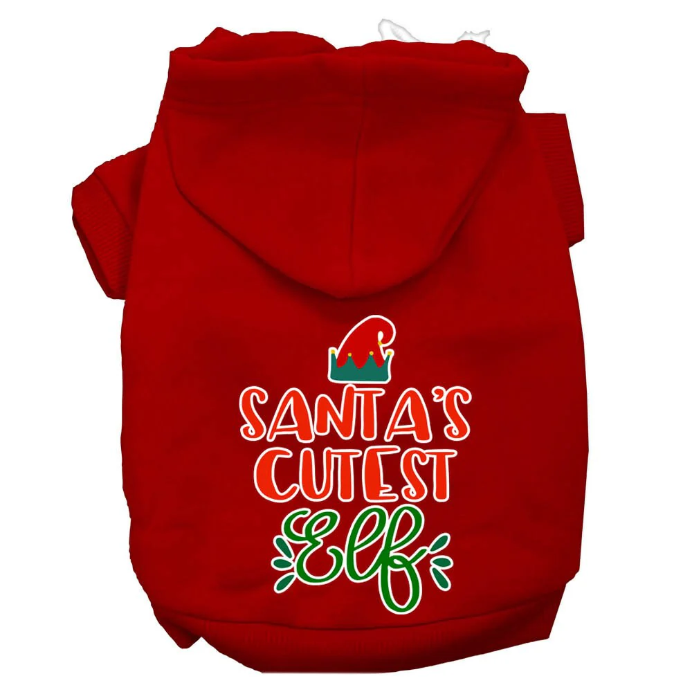 Christmas Pet Hoodie Screen Printed, "Santa's Cutest Elf" - Image 8