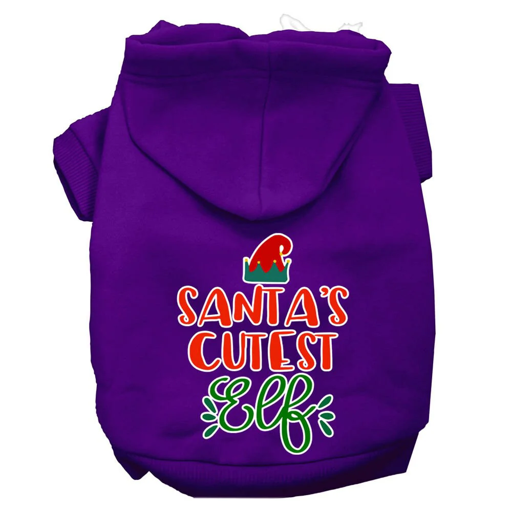 Christmas Pet Hoodie Screen Printed, "Santa's Cutest Elf" - Image 9