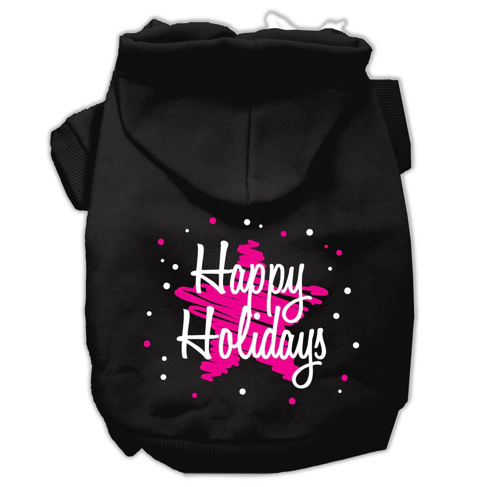 Christmas Pet Hoodie Screen Printed, "Scribble Happy Holidays" - Image 3