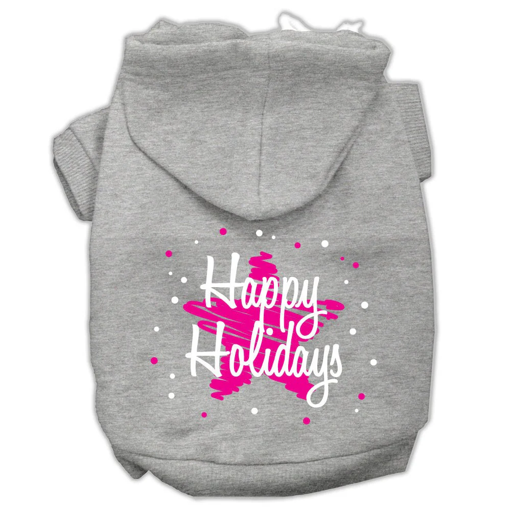 Christmas Pet Hoodie Screen Printed, "Scribble Happy Holidays" - Image 4