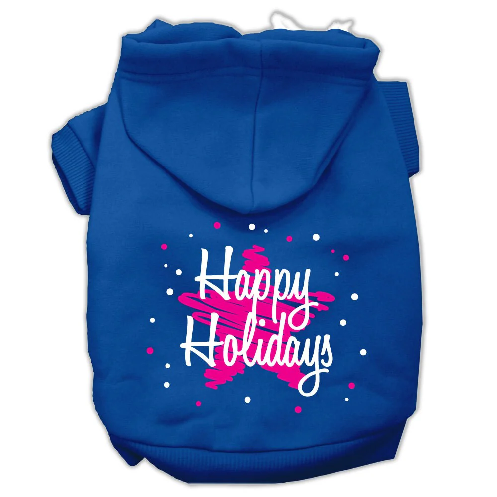 Christmas Pet Hoodie Screen Printed, "Scribble Happy Holidays" - Image 5