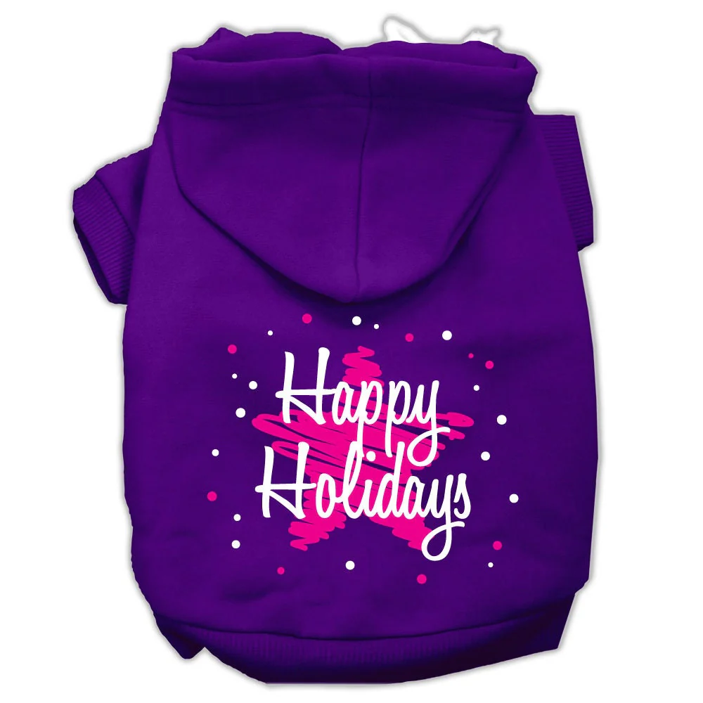 Christmas Pet Hoodie Screen Printed, "Scribble Happy Holidays" - Image 8