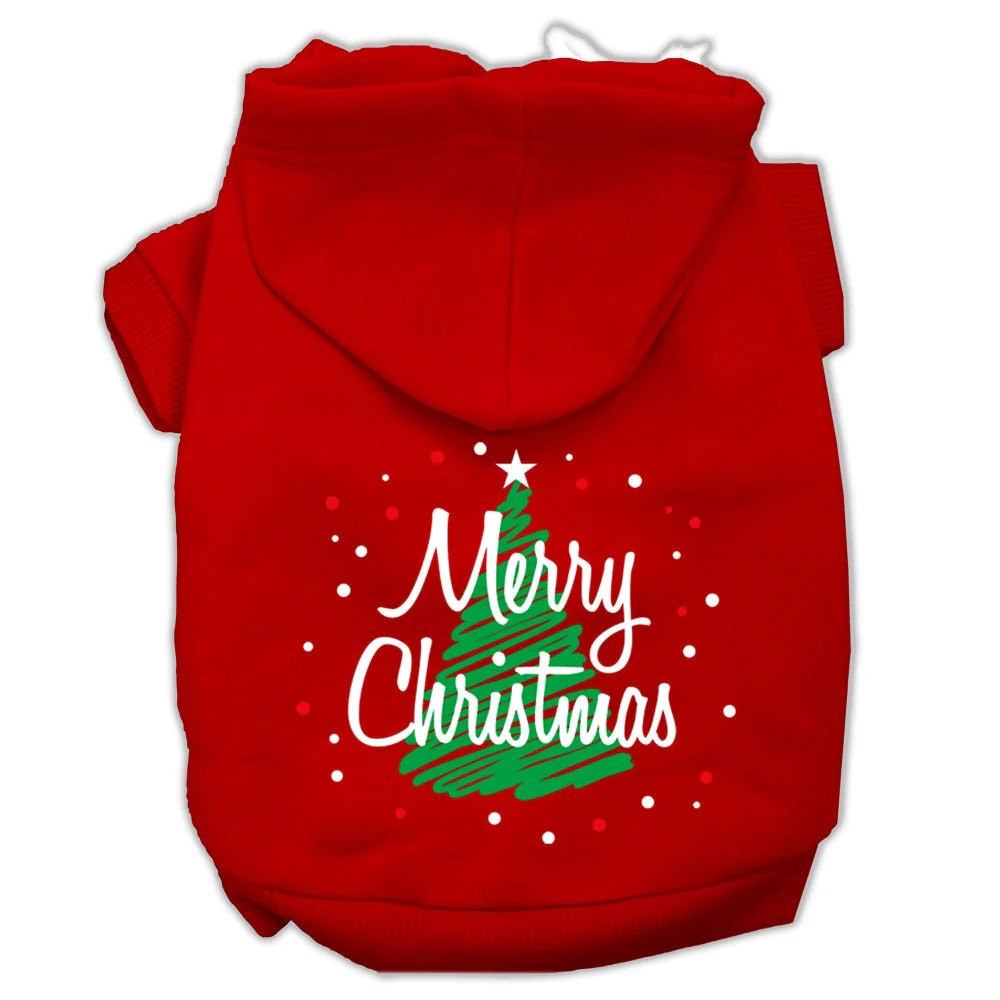 Christmas Pet Hoodie Screen Printed, "Scribble Merry Christmas" - Image 3