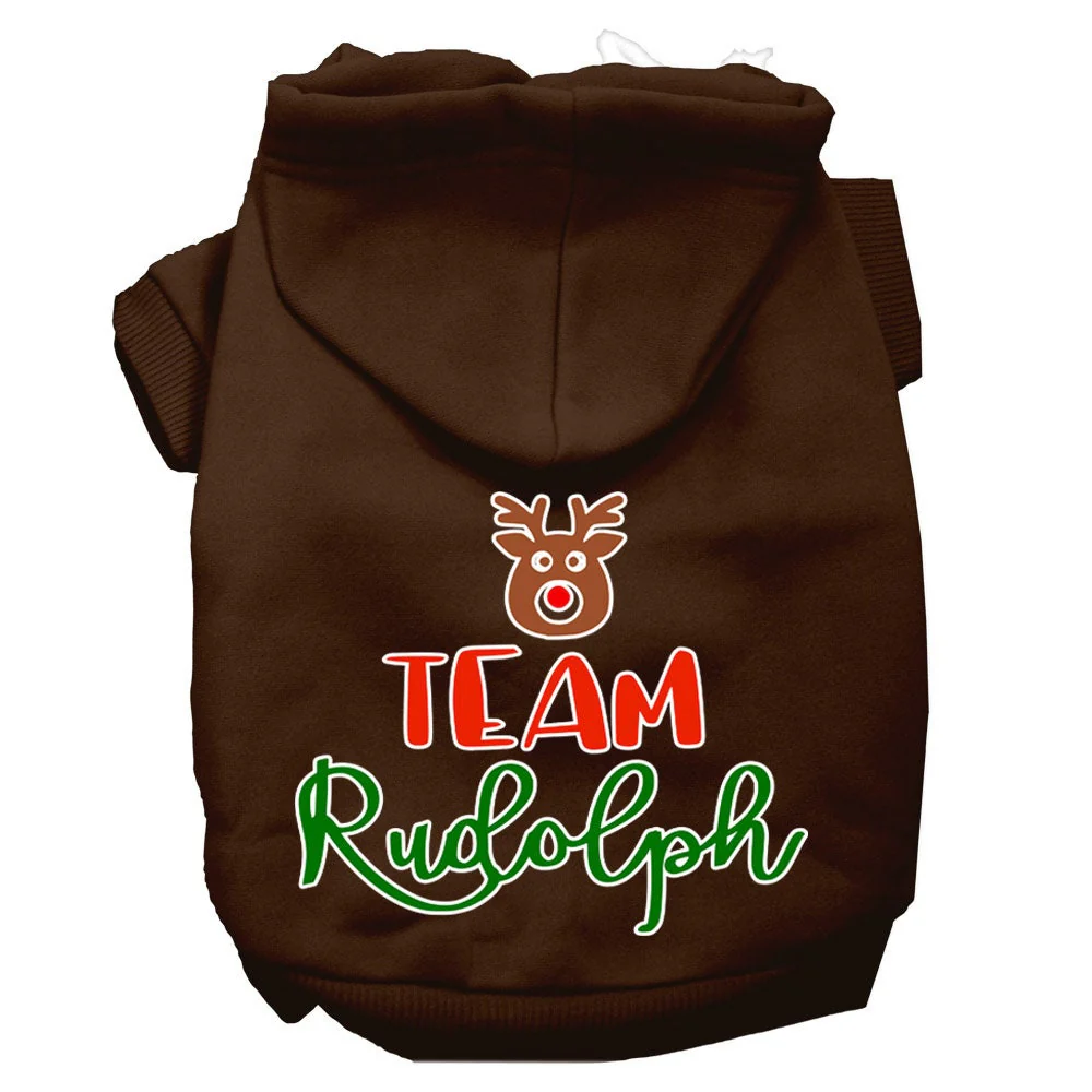 Christmas Pet Hoodie Screen Printed, "Team Rudolph" - Image 4