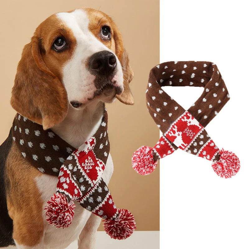 Christmas Pet Knit Scarf • Reindeer Fair Isle Design - Image 2