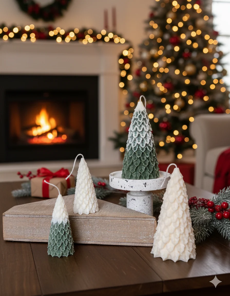 Christmas Pine Tree Candles for Festive Holiday Decor - Image 2