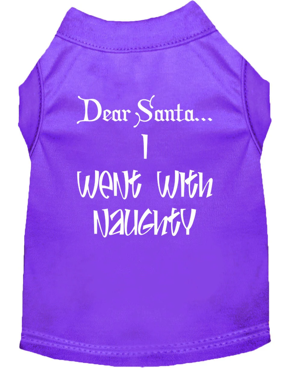 Christmas Screenprinted Dog Shirt, "Dear Santa, I Went With Naughty" - Image 3
