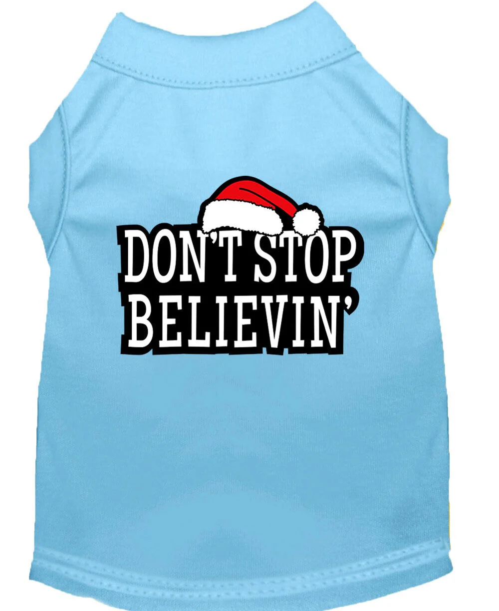 Christmas Screenprinted Dog Shirt, "Don't Stop Believin" - Image 10
