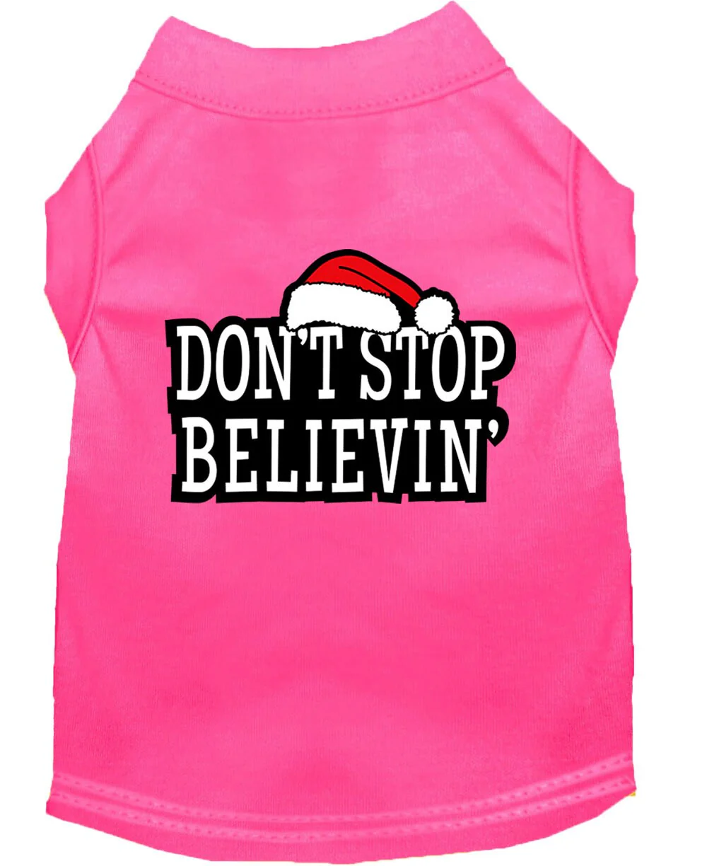 Christmas Screenprinted Dog Shirt, "Don't Stop Believin" - Image 3