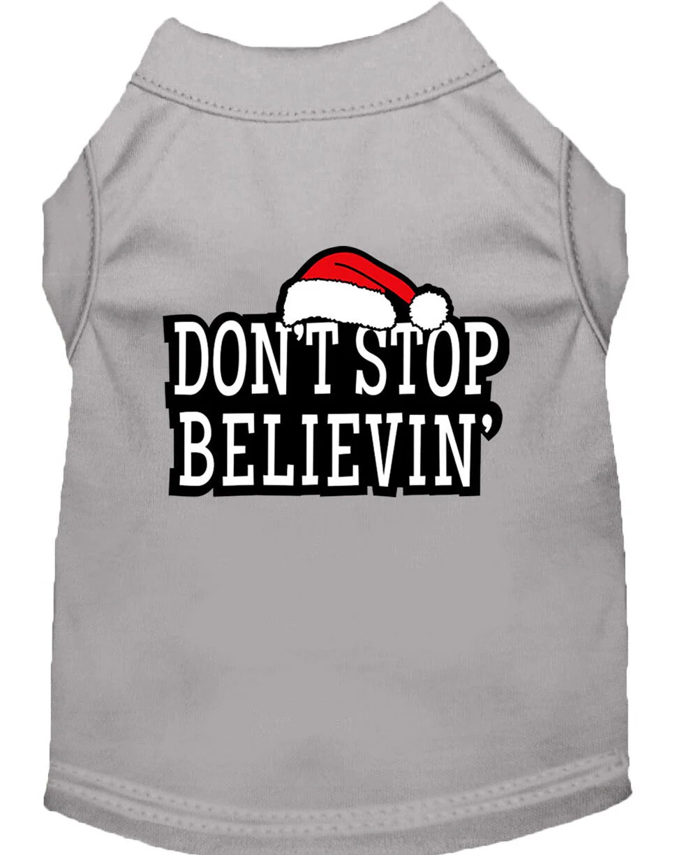 Christmas Screenprinted Dog Shirt, "Don't Stop Believin" - Image 4