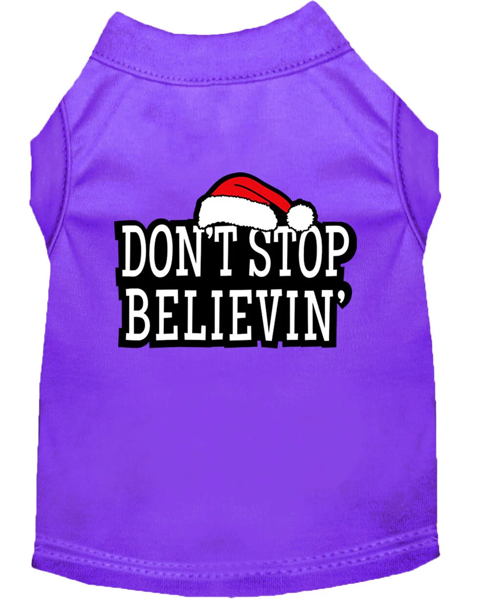 Christmas Screenprinted Dog Shirt, "Don't Stop Believin" - Image 5