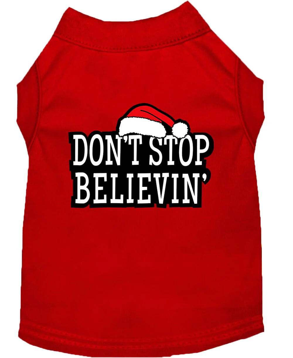 Christmas Screenprinted Dog Shirt, "Don't Stop Believin" - Image 6