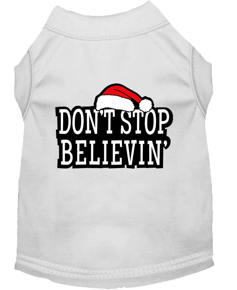 Christmas Screenprinted Dog Shirt, "Don't Stop Believin" - Image 7