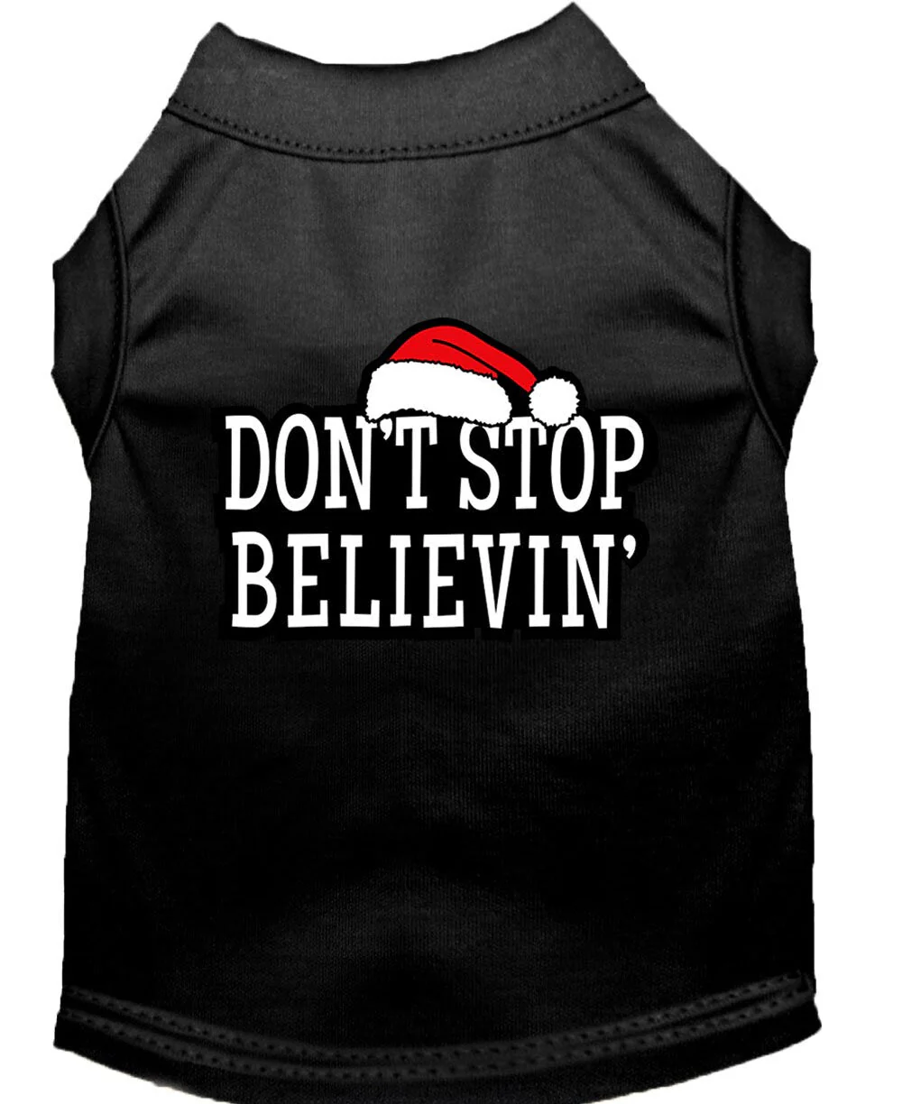 Christmas Screenprinted Dog Shirt, "Don't Stop Believin" - Image 8