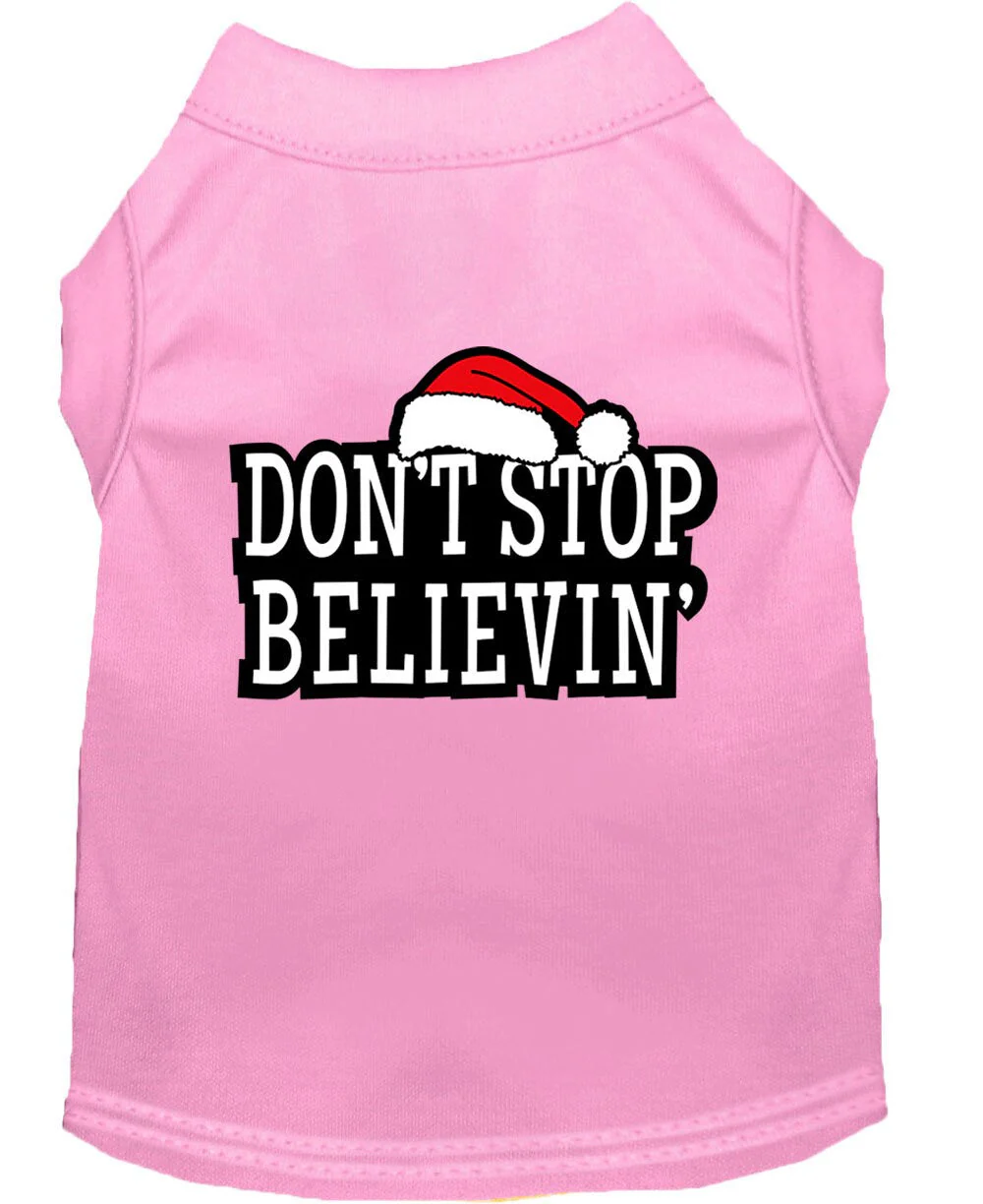 Christmas Screenprinted Dog Shirt, "Don't Stop Believin" - Image 9