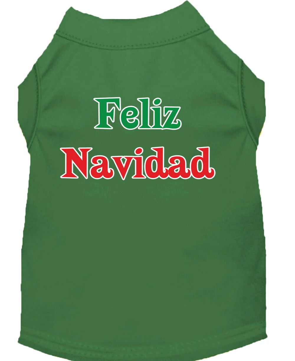 Christmas Screenprinted Dog Shirt, "Feliz Navidad" - Image 3