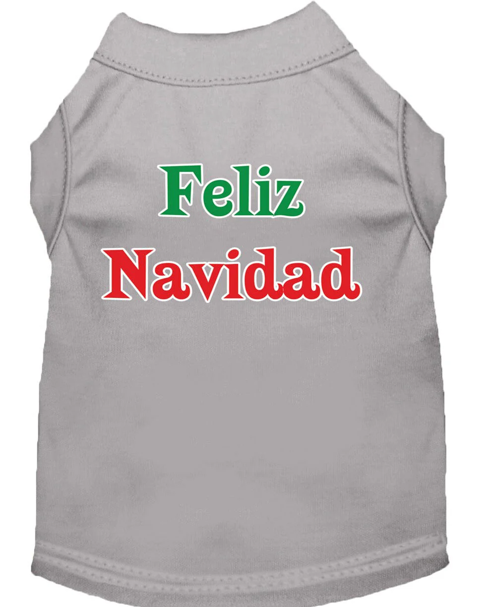 Christmas Screenprinted Dog Shirt, "Feliz Navidad" - Image 4