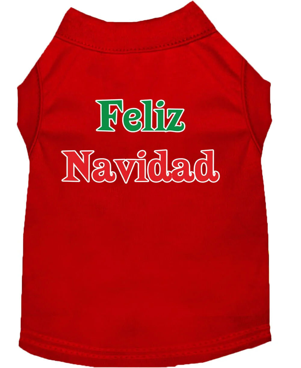 Christmas Screenprinted Dog Shirt, "Feliz Navidad" - Image 5