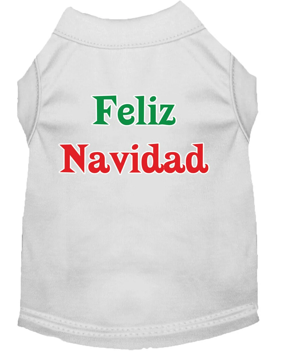 Christmas Screenprinted Dog Shirt, "Feliz Navidad" - Image 6