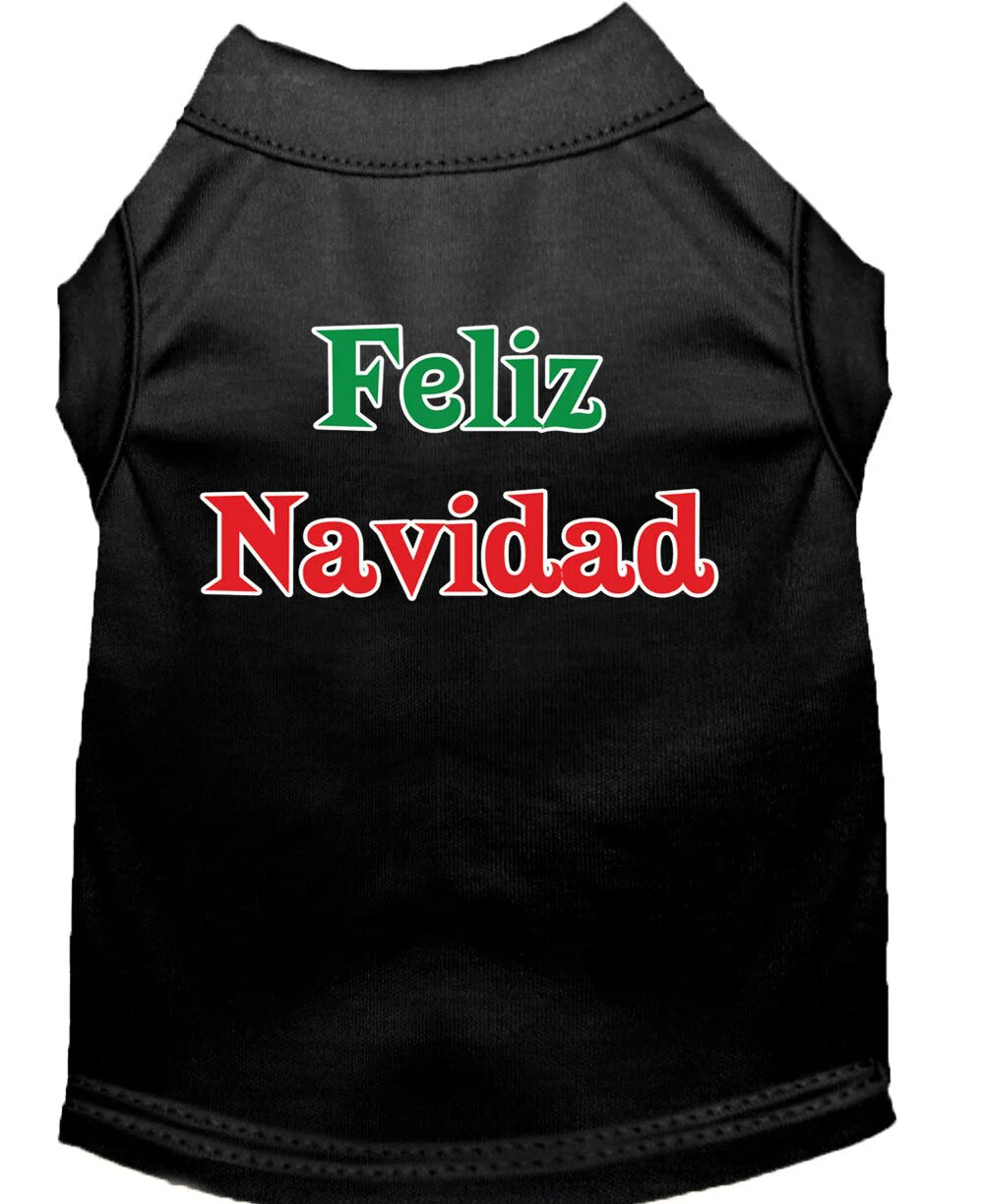 Christmas Screenprinted Dog Shirt, "Feliz Navidad" - Image 7