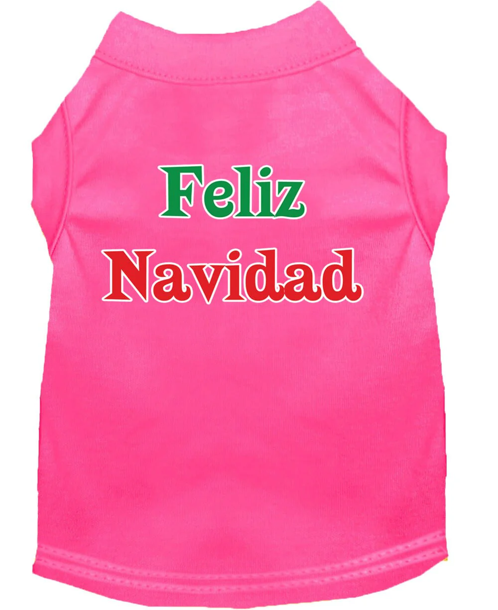 Christmas Screenprinted Dog Shirt, "Feliz Navidad" - Image 8