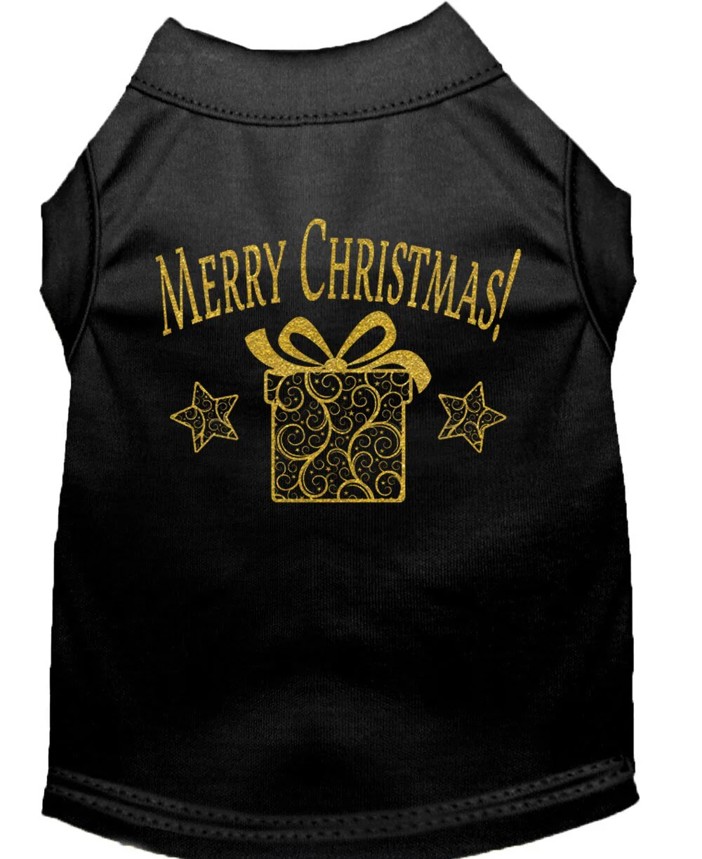 Christmas Screenprinted Dog Shirt, "Golden Christmas Present" - Image 6