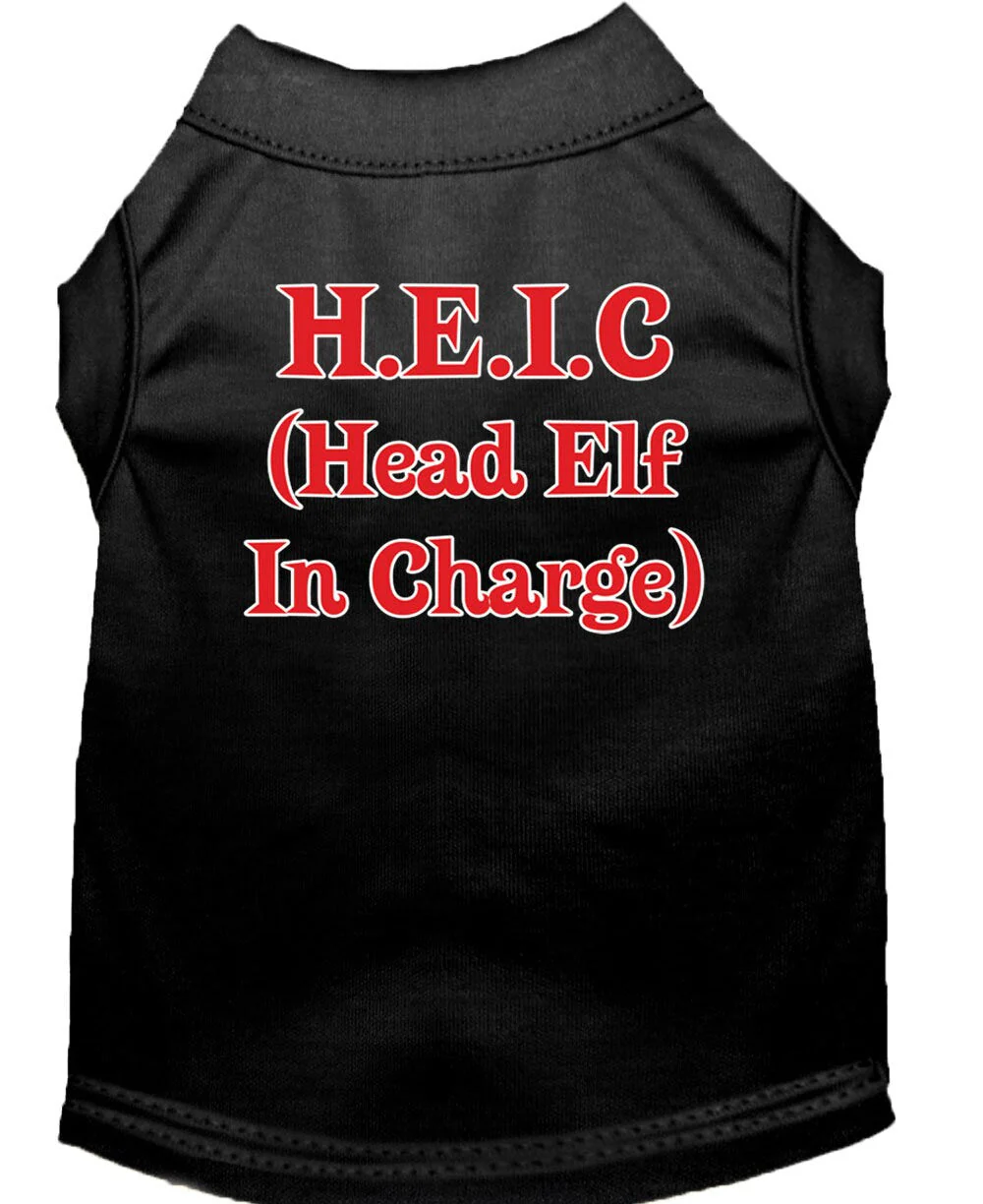 Christmas Screenprinted Dog Shirt, "Head Elf In Charge" - Image 5