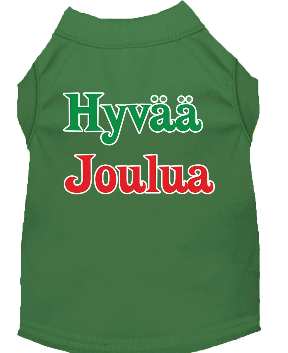 Christmas Screenprinted Dog Shirt, "Hyvaa Joulua" - Image 3