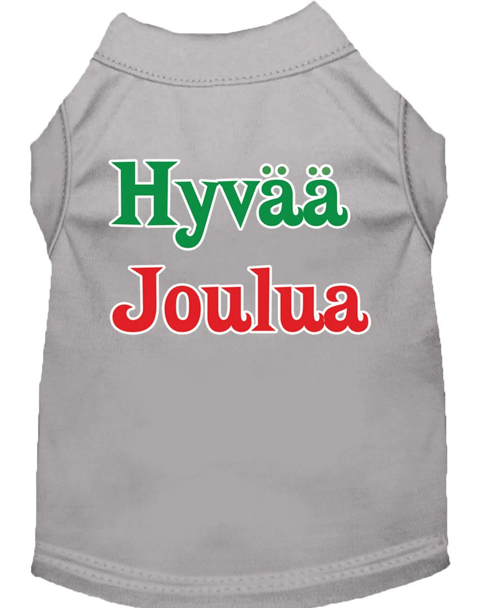 Christmas Screenprinted Dog Shirt, "Hyvaa Joulua" - Image 4