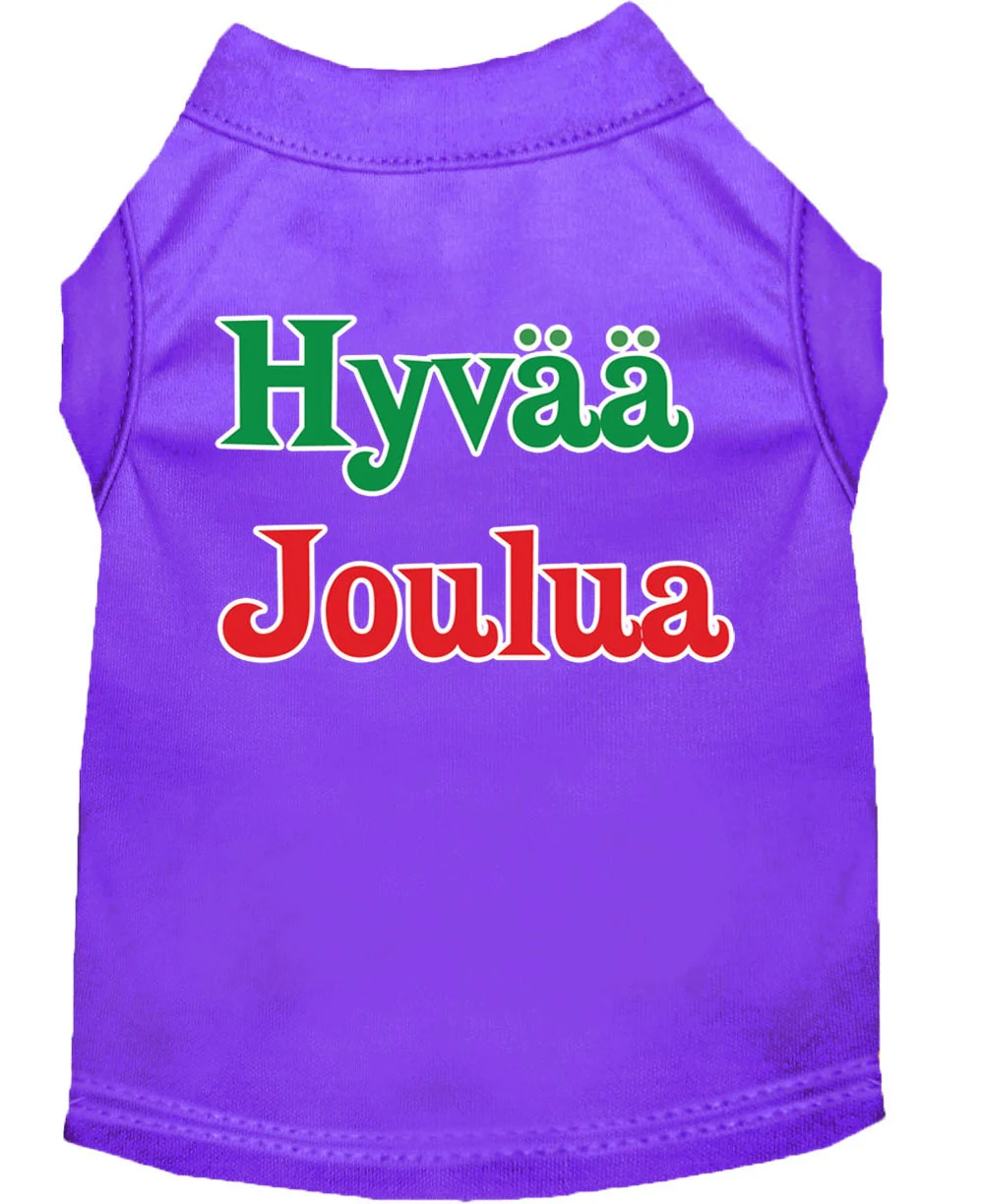 Christmas Screenprinted Dog Shirt, "Hyvaa Joulua" - Image 6