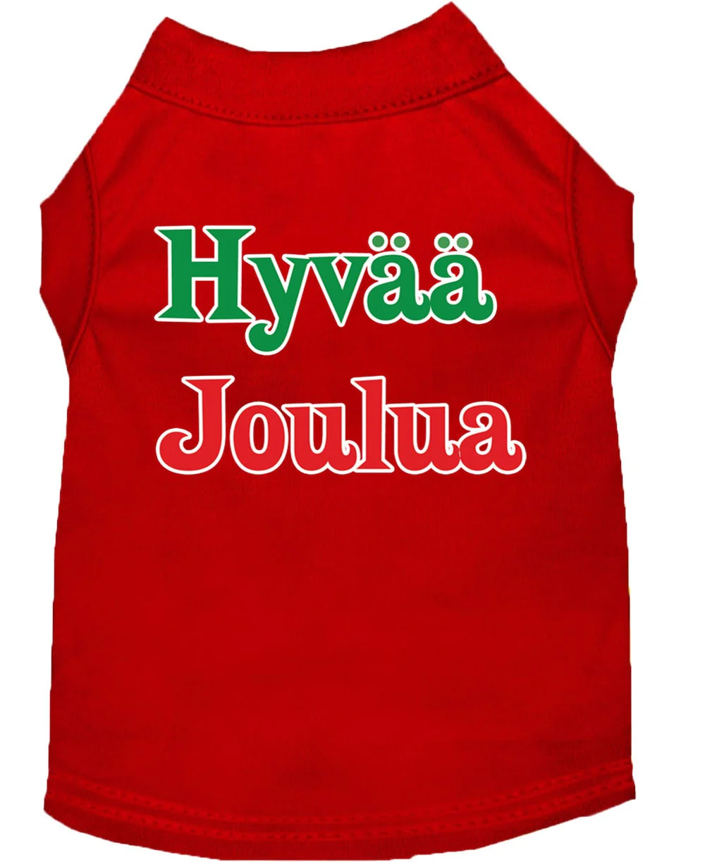 Christmas Screenprinted Dog Shirt, "Hyvaa Joulua" - Image 7