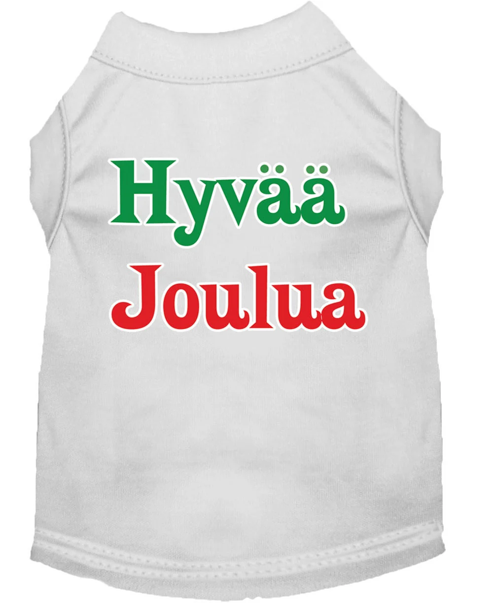 Christmas Screenprinted Dog Shirt, "Hyvaa Joulua" - Image 8