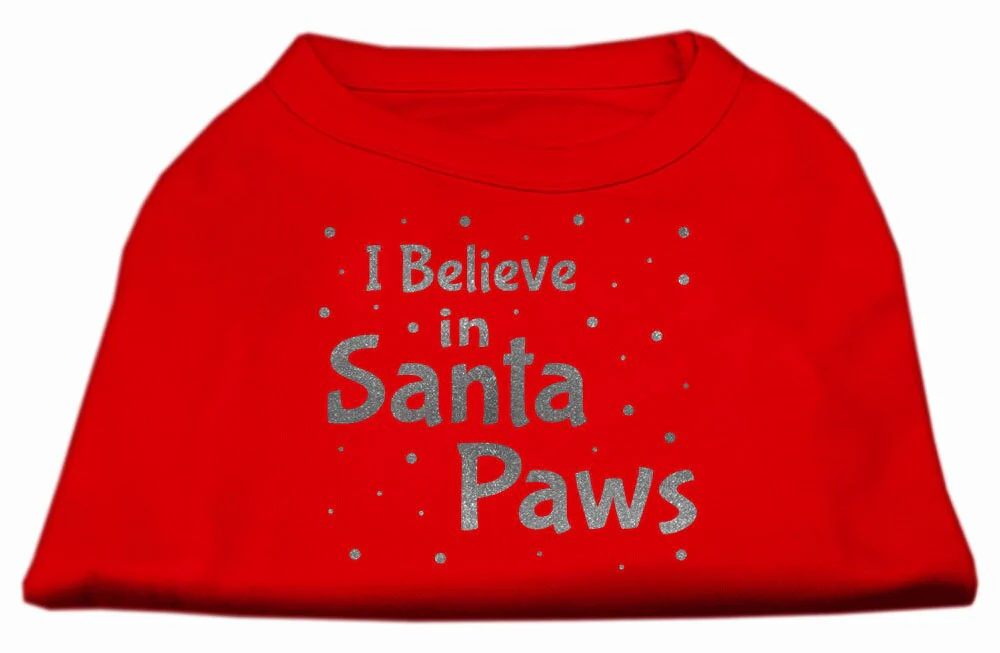 Christmas Screenprinted Dog Shirt, "I Believe In Santa Paws" - Image 2