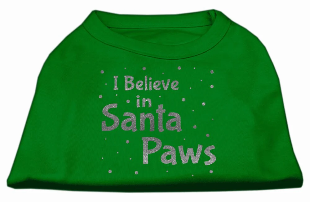 Christmas Screenprinted Dog Shirt, "I Believe In Santa Paws" - Image 3
